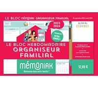 Le Bloc hebdomadaire organiseur familial Mémoniak, calendrier sept. 2023 - août 2024