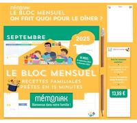 Le Bloc mensuel organiseur Mémoniak On fait quoi pour le dîner (sept. 2024 - déc. 2025)