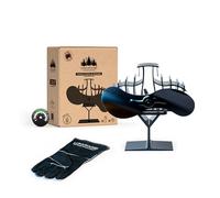 Le Bouscatier Ventilateur de poêle à bois 2 lames 21cm, double puce alimentées par la chaleur sans électricité pour poêle à bois fonte et acier, gant anti-chaleur et thermomètre offert