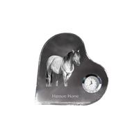 Le cheval de Henson - horloge en cristal avec photo d'un cheval, étagère en forme de cœur avec horloge, horloge sur pied personnalisée de la marque Art-Dog