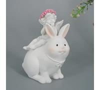 Le coin cadeaux Figurine Ange, chérubin Assise sur Un Lapin Statue Statuette Mariage baptême Noël déco 10.5x8cm