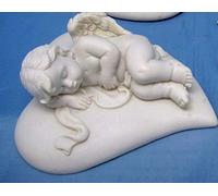 Le coin cadeaux Figurine chérubin, Ange Blanc endormie sur Coeur Statue Statuette Mariage baptême Noël déco 4x7,5x9cm