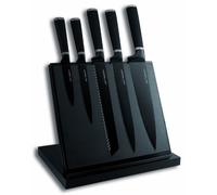 Le Couteau du Chef 443610 Bloc Aimanté 5 Couteaux de Cuisine Lame Noir Carbone Acier INOX + Revêtement Anti Adhérent