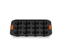 LE CREUSET Moule à 12 Muffins Anti-Adhérent(7 cm), Résistant au Levain, en Acier Siliconé, Anthracite/Orange, 46058000010000