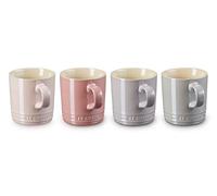 LE CREUSET 69113358129031 Lot de 4 gobelets en grès, 350 ml chacune, rose métallisé (chiffon rose/quartz rose/violet bleu/gris perle)