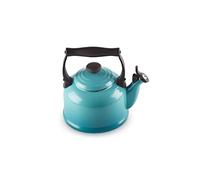 Le Creuset Bouilloire Traditionelle avec Sifflement, Pour Cuisinière, Acier Émaillé, 2,1 L, Bleu Caraïbes, 40102021700000
