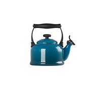 Le Creuset Bouilloire Traditionelle avec Sifflement, Pour Cuisinière, Acier Émaillé, 2.1 L, Deep Teal, 40102026420000