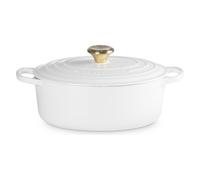 Le Creuset Cocotte oval Evo 27 cm white with gold handle, Poêle + casserole, Blanc