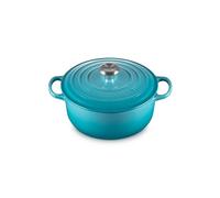 Le Creuset Cocotte Signature en Fonte Émaillée avec Couvercle, 20 cm, Ronde, 2,4 L, 3,092 kg, Bleu Caraïbes, 21177201702430