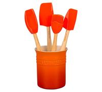 Le Creuset Coffret Pot à Ustensiles Classique (1,1 L) avec Set de 4 Spatules Création, Volcanique, 79003000900000