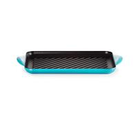 LE CREUSET Gril Rectangulaire en Fonte Émaillée, 32 cm, Bleu Caraïbes, 20202321700460