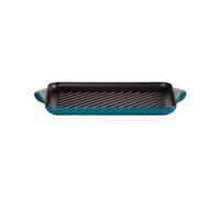 LE CREUSET Gril Rectangulaire en Fonte Émaillée, 32 cm, Deep Teal, 20202326420460