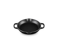 LE CREUSET Gril rond profond en fonte émaillée Signature avec poignée d'assistance, 25 cm, Noir Mat, 20208250000422