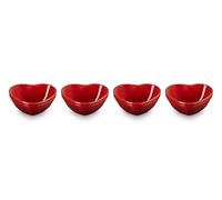 Le Creuset Lot de 4 mini bols en céramique en forme de cœur Cerise