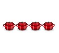 Set 4 mini-cocottes céramique 10 cm Cerise Le Creuset
