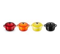 Le Creuset Set de 4 Mini Cocottes Rondes en Céramique, ⌀10 cm, 200 ml, Feu et flammes, 79212105129100