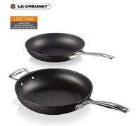 LE CREUSET Lot de poêles plates antiadhésives en aluminium 24 cm et 28 cm Anthracite/argenté