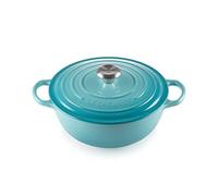 Le Creuset Marmite Signature en Fonte Émaillée avec Couvercle, 26 cm, Ronde, 4 L, 4,255 kg, Bleu Caraïbes, 21114261700430