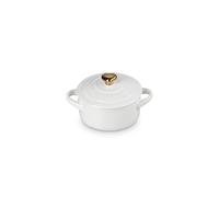 Le Creuset Mini cocotte ronde en grès 236,8 g, blanc avec bouton cœur doré