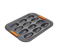 LE CREUSET Moule à 12 Madeleines Anti-Adhérent, Résistant au Levain, en Acier Siliconé, Anthracite/Orange,46061000010000
