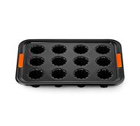LE CREUSET Moule à 12 Tartelettes Anti-Adhérent (6,5 cm), Résistant au Levain, en Acier Siliconé, Anthracite/Orange, 94100240000000