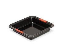 LE CREUSET Moule à Manqué Carré Anti-Adhérent 23 x 23 x 5 cm, Résistant au Levain, en Acier Siliconé, Anthracite/Orange, 46102230010000