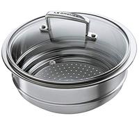 Le Creuset Panier Vapeur, Inox 3-ply, Avec Couvercle en Verre, Convient aux Casseroles et Faitouts de 16/18/20 cm, Argenté,96201900001000