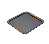 Le Creuset Plaque à Pâtisserie Anti-Adhérente, Forme Carrée, 31x 31 cm, Résistant au Levain, en Acier Siliconé, Anthracite/Orange, 94100637000000
