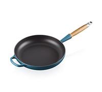 LE CREUSET Poêle à frire en Fonte Émaillée avec poignée en bois, 28 cm, Deep Teal, 20258286420422