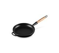 LE CREUSET Poêle à frire en Fonte Émaillée avec poignée en bois, 28 cm, Noir Mat, 20258280000422