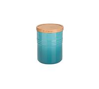 LE CREUSET Pot de Conservation M en Céramique avec Couvercle en Bois, Céramique, 540 ml, 10 cm, Bleu Caraïbes, 91044401490099