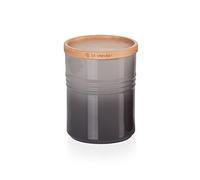 LE CREUSET Pot de Conservation M en Céramique avec Couvercle en Bois, Céramique, 540 ml, 10 cm, Flint, 91044401444099