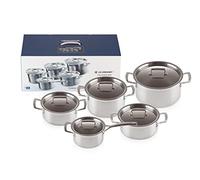 Le Creuset Set de 10 Pièces en Inox 3-ply Intégral avec Couvercles Assortis, 3 Grands faitouts, 1 Faitout Bas, 1 Casserole, 96209400001000