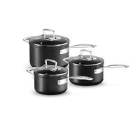 Le Creuset Set de 3 Casseroles Anti-Adhérentes en Aluminium Forgé, 16, 18 et 20 cm, Anthracite/Argenté,51803000010002