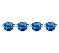 Le Creuset Set de 4 Mini Cocottes Rondes en Céramique, ⌀10 cm, 200 ml, Azure, 79212102200100