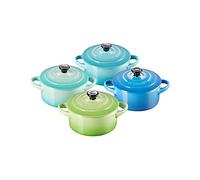 Le Creuset Set de 4 Mini Cocottes Rondes en Céramique, ⌀10 cm, 200 ml, Brise Marine, 79212105139100
