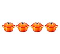Le Creuset Set de 4 Mini Cocottes Rondes en Céramique, ⌀10 cm, 200 ml, Volcanique, 79212100900100