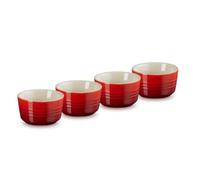 LE CREUSET Set de 4 Mini Ramequins Ronds en grès émaillé, 100 ml, Cerise, 79109100600000