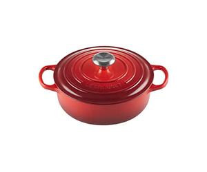 Le Creuset Signature Cocotte ronde basse en fonte émaillée, 24 cm, 3.1L, Cerise, 21179240602430