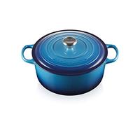 Le Creuset Signature Enamelled Cast Iron Round Casserole Dish With Lid, 28 cm, 6.7 Litre, Azure, 21177182202430