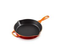 Le Creuset Poêle Signature Fonte 26 cm, poignée d'assistance et becs verseurs, Volcanique