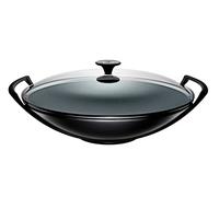 LE CREUSET Wok en Fonte Émaillée avec Couvercle en Verre, 36 cm, 4,5 L, Noir Mat, 25304360000460