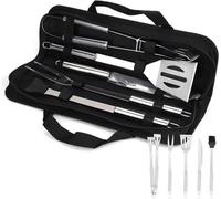 Le kit de barbecue idéal pour 5 personnes, comprenant des accessoires de barbecue en acier de haute qualité, pour votre jardin, votre terrasse ou votre promenade.