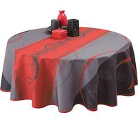 Le linge de Jules Nappe Anti-Taches Astrid Rouge - Taille : Ronde diamètre 160 cm, Gris