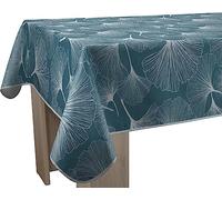 Le Linge de Jules Nappe Anti-Taches Biloba Bleu - Rectangle 150 x 350 cm