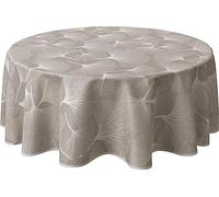 Le Linge de Jules Nappe Anti-Taches Biloba Ficelle - Ronde 160 cm, ['Blanc']