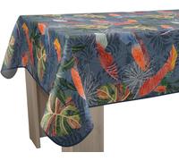 Le Linge de Jules Nappe Anti-Taches Cerrado - Rectangle 150 x 350 cm, Bleu Foncé avec Motifs Multicolores