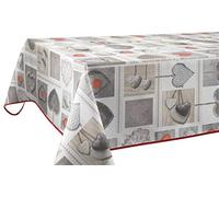 Le Linge de Jules Nappe Anti-Taches Coeurs - Taille : Rectangle 150x200 cm, Gris