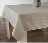 Le Linge de Jules Nappe Anti-Taches Damassée Ecru - Carrée 150 x 150 cm