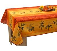 Le linge de Jules Nappe Anti-Taches Olivo Rouge - Taille : Carrée 150x150 cm
